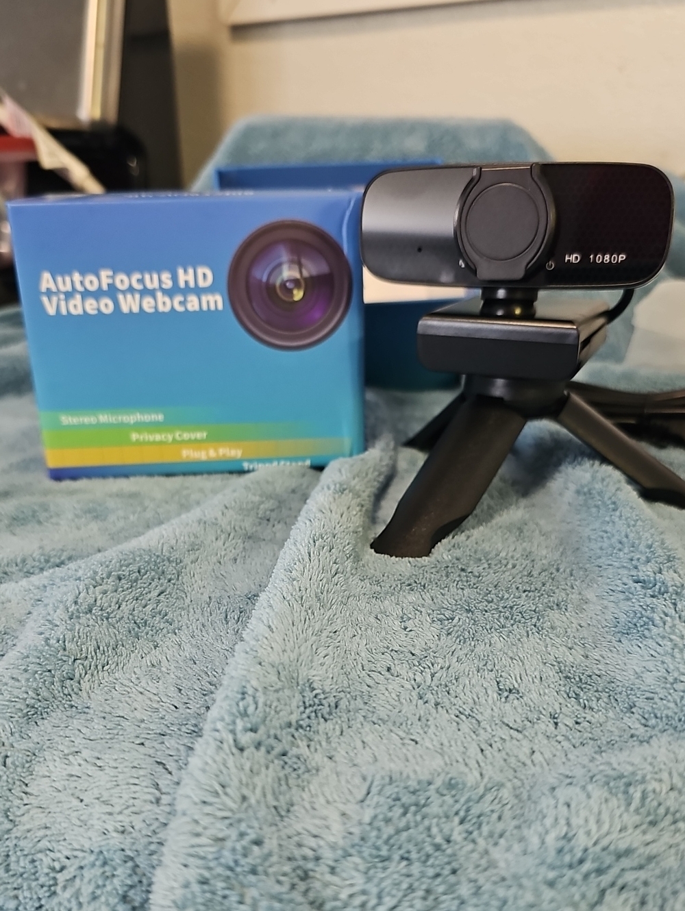 HD 1080P Black AutoFocus Webcam with Privacy Cover
